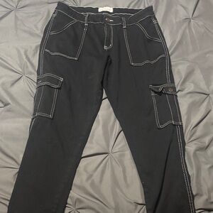 Buttons Black Cargo Jeggings